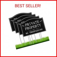 Maitys 4 Pcs Private Property No Trespassing Signs with 15 Metal Stakes 11.8 x 7