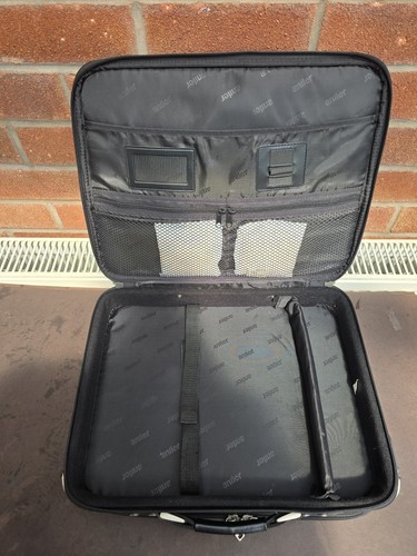 Antler Laptop Bag Shoulder Messenger Case Briefcase Black Leather And Canvas 17" - Afbeelding 4 van 5
