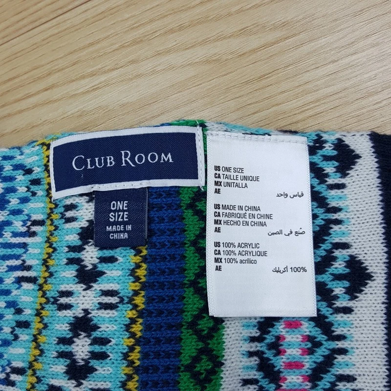 CLUB ROOM Para Hombres Bufanda Azul Verde Grueso Tejido Isla Justa Largo Rectángulo Invierno 70x9 Foto 2 de 4