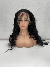 Natural Black 30" Human Hair Body Wave Lace Front Wig With 200% Density