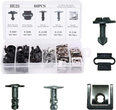 60Pcs Engine Undertray Clips Screw Bolt Kit for Audi VW Car Hardware Set