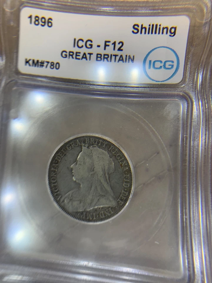 1896 ICG F12 Great Britain Shilling 92.5% Silver (sterling silver) - Image 3 of 4
