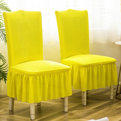 Funda de silla con falda lisa elástica extraíble asiento de comedor funda protectora - Imagen 35 de 62
