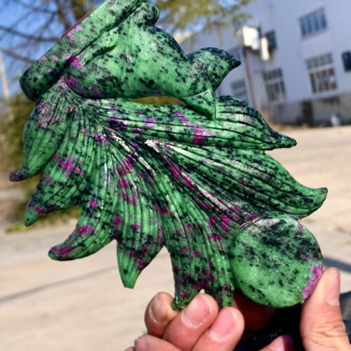 231G Natural green ruby zoisite (anylite) nine tailed fox crystal healing - Picture 19 of 21