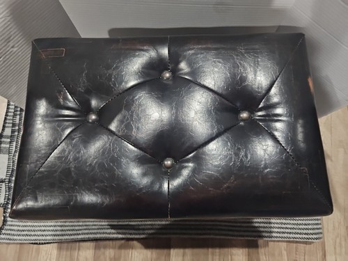 Vintage Leather Ottoman Foot Stool - Picture 8 of 17
