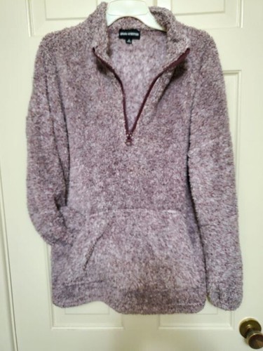 Zenana Outfitters Damen S weich Fuzzy Sherpa Reißverschluss Pullover Etui Tasche lila - Bild 6 von 7