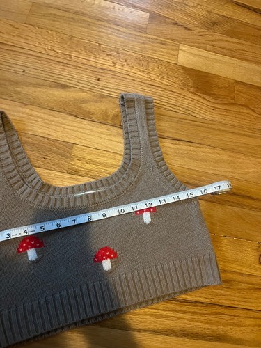 Hazel Moon Mushroom print sweater like cropped tank top XL - Picture 5 of 6