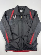 JAKO J1 Windbreaker Jacket Youth Small Black Gray Red Full Zip Hidden Hood