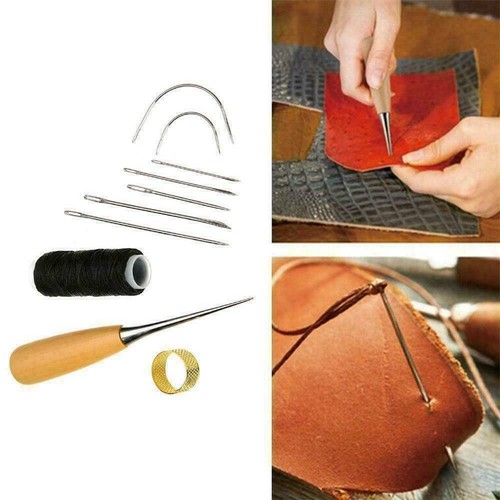 Leather Sewing Needles Set Stitching Needle Thread Thimble Shoes Repair Tool New - Picture 3 of 12