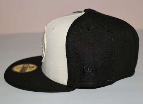 59Fifty New Era Fitted Hat Cap BROOKLYN NETS NBA Black Ivory Tonal Sz 7 1/4 *4V - Picture 3 of 8