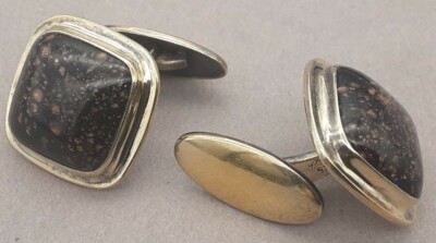 Paar Manschettenknöpfe 835  Silber  Goldfluss Rusch Herrenschmuck cufflinks (AP)