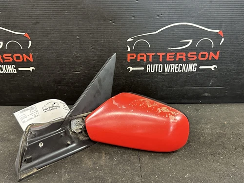 99-02 SAAB 9-5 POWER HEATED DRIVER LEFT SIDE VIEW DOOR MIRROR W/MEMORY RED