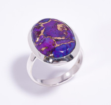 Purple Copper Turquoise Ring 925 Sterling Silver Boho Rings Gift Jewelry Women