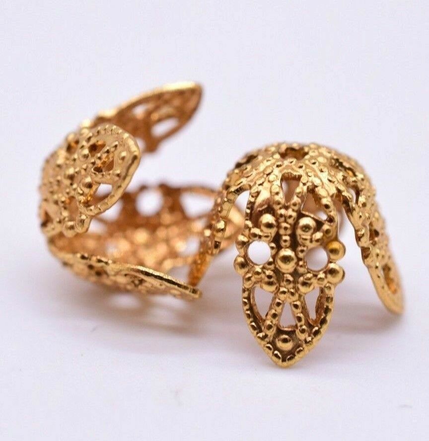 Gold Plated Filigree Bead Caps Jewelry Making Findings mm Vintage