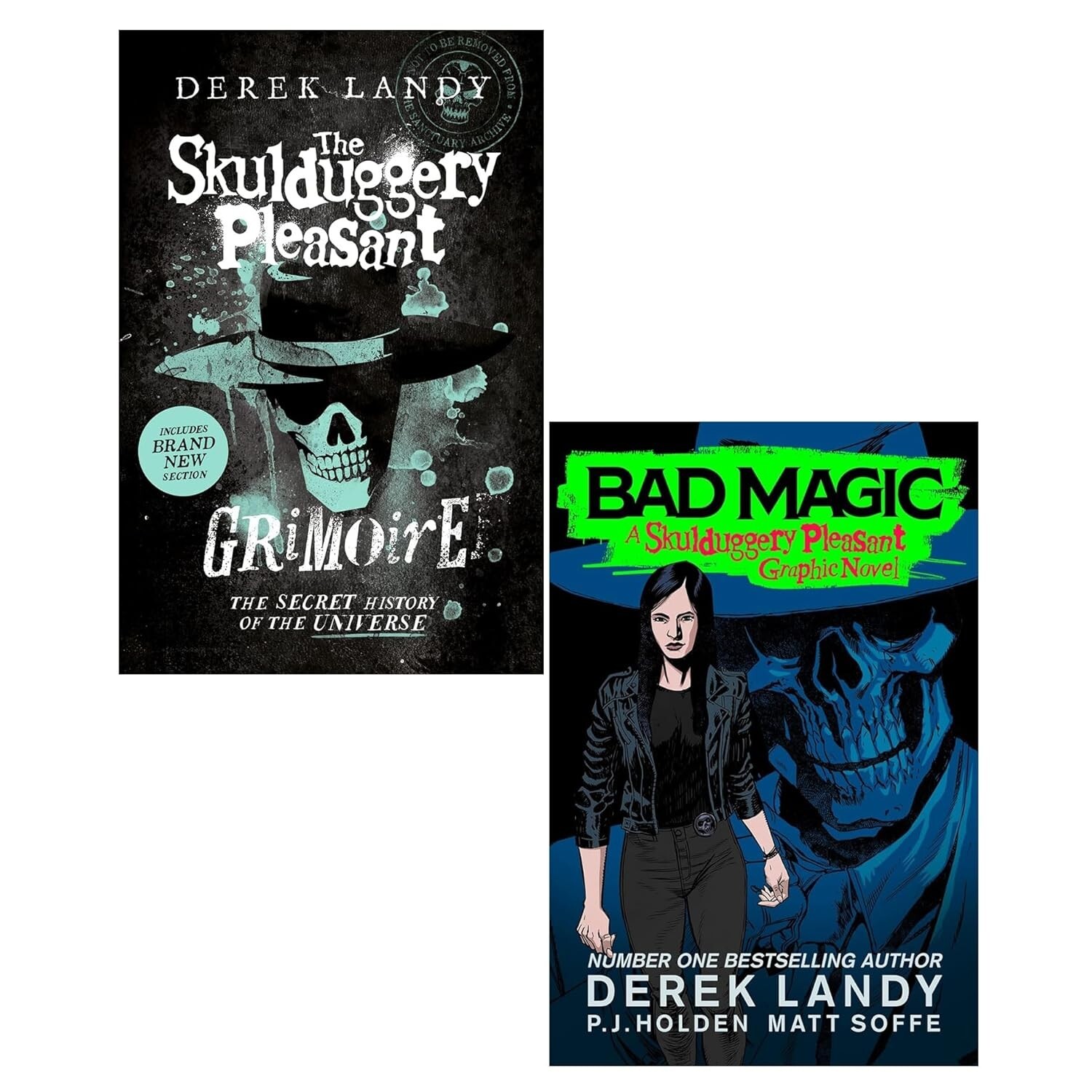 Skulduggery Pleasant Collection 2 Books Set by Derek Landy Grimoire, Bad Magic