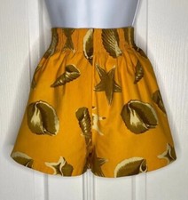 1980s Shell Shorts Cotton Lycra Gold Yellow High Waisted Vaca Vintage Medium