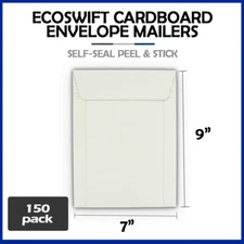 150 - 7x9 "EcoSwift" Brand Self Seal Cardboard CD/DVD Envelope Mailers 7" x 9"