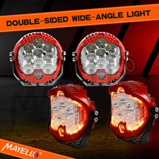 4X 5" LED Work Light Bar Pods Round Offroad Driving Truck ATV Fog Lamp Amber DRL
