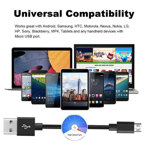 1M/2M/3M Braided Data Fast Charging Micro USB Type C Cable For Samsung Huawei - Picture 10 of 12