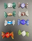 Lot of 8 Murano Style Blown Glass 1.75"-2" Wrapped Candy Multicolor Art Deco