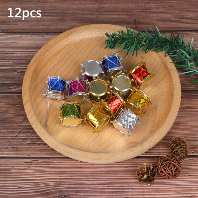 12pcs colorful Mini Small drum Christmas Ornament Christmas Tree Decoration-qp