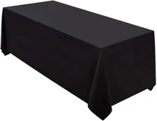 Black Tablecloth 90 X 156-Inch Rectangular Polyester Table Cloth for Weddings, B