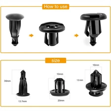 100 Pcs Bumper Clips 10mm Hood Fender Push Rivets Retainer Fasteners for Honda 