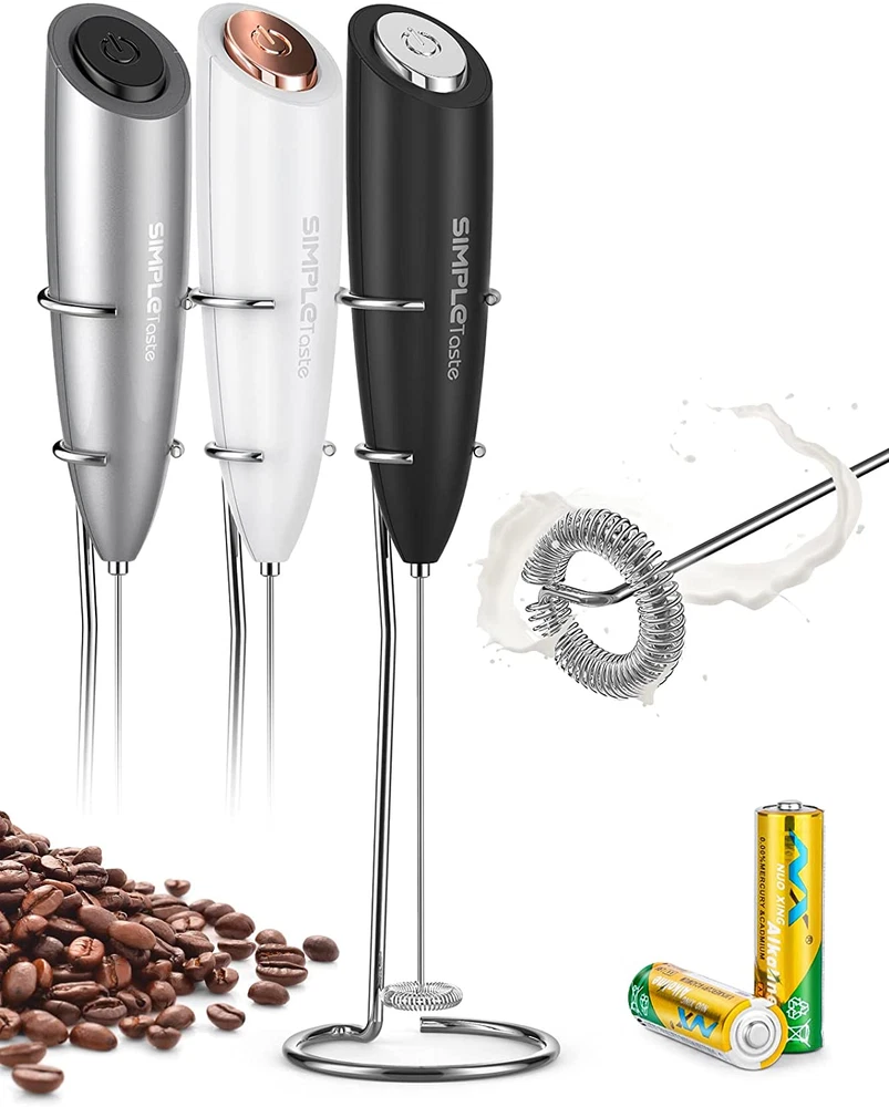 Milk Frother Handheld Battery Operated Electric Foam Maker, Drink Mixer with Sta