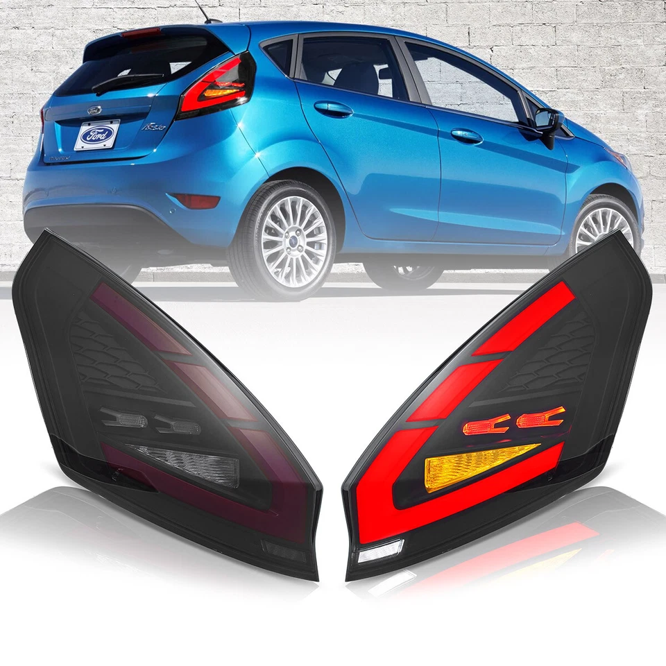VLAND LED Smoked Tail Lights For Ford Fiesta Hatchback SE ST 2008-19 Sequential - Image 2 of 4