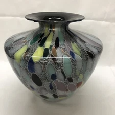 Vintage Maestri Vetrai Mouth Blown Art Glass Vase 9 1/4” High By Azzurra ITALY