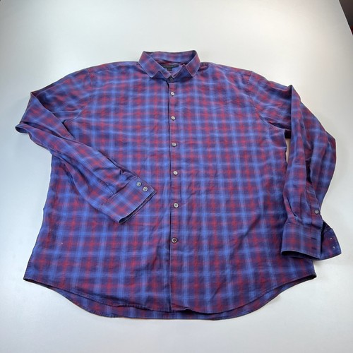 John Varvatos Button Up Hemd Herren 2XL XXL kariert Baumwolle Preppy Designer Freizeit
