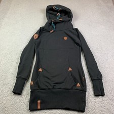 Naketano Hoodie Medium Black Mock Heavy Black High Collar Pullover Long