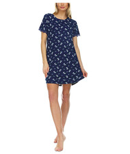 FLORA NIKROOZ Women's Lace Trim Ribbed Sleep Shirt Nightgown sz S Small Blue