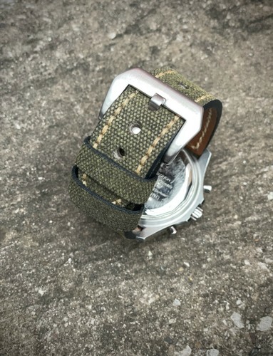 CORREA DE RELOJ DE LONA/CUERO VERDE GRUESO - 20mm 22mm 24mm 26mm LUG - Imagen 4 de 9