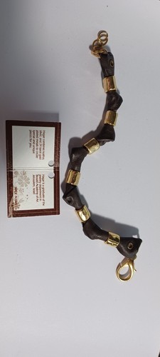 HAGAR Genuine Brown Leather & 24k Gold Bracelet - Picture 2 of 3