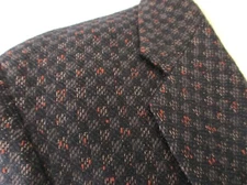 Vtg 50s 60s Richman Bros Black Rust Geometric Basketweave Tweed Blazer Jacket 40
