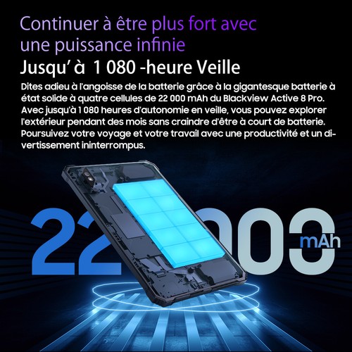 Blackview Active 8 Pro 16+256Go Tablette Tactile Incassable 22000mAh Android 13 - Zdjęcie 5 z 10