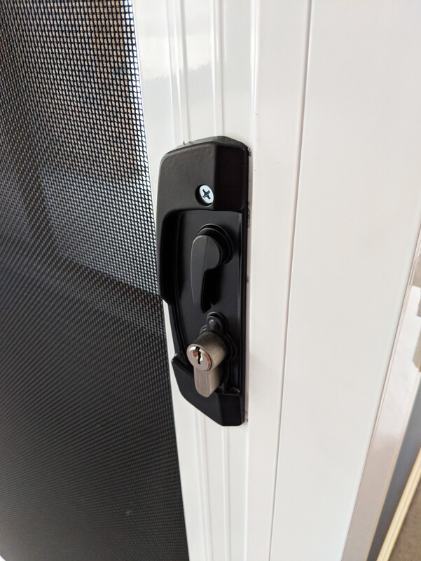 Jojofuny Patio Sliding Screen Door Latch – Adjustable Security Lock With Built-in Limiter, Fits Sliding Windows & Screen Doors, Black, Compact Design