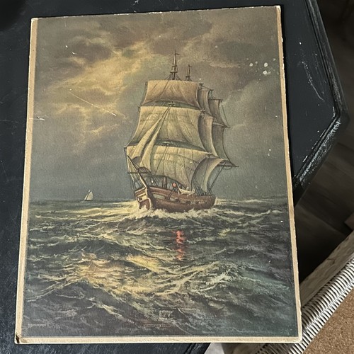 Vintage Print Homeward Bound by Thompson Sailing Ship Clipper Ship Old - Picture 2 of 10
