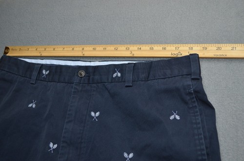 Brooks Brothers Hudson Tennis Racket Pattern Navy Blue Pants Men’s Size 38x31 - Picture 3 of 7