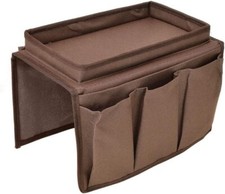 ARMCHAIR Remote Control Holder Snack Sofa Arm Rest Organizer Caddy Table Brown