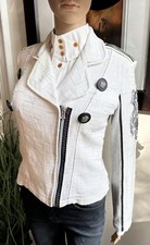 Elisa Cavaletti ~ Daniele Dallavalle White Zipped Textured Jacket S Uk8-10