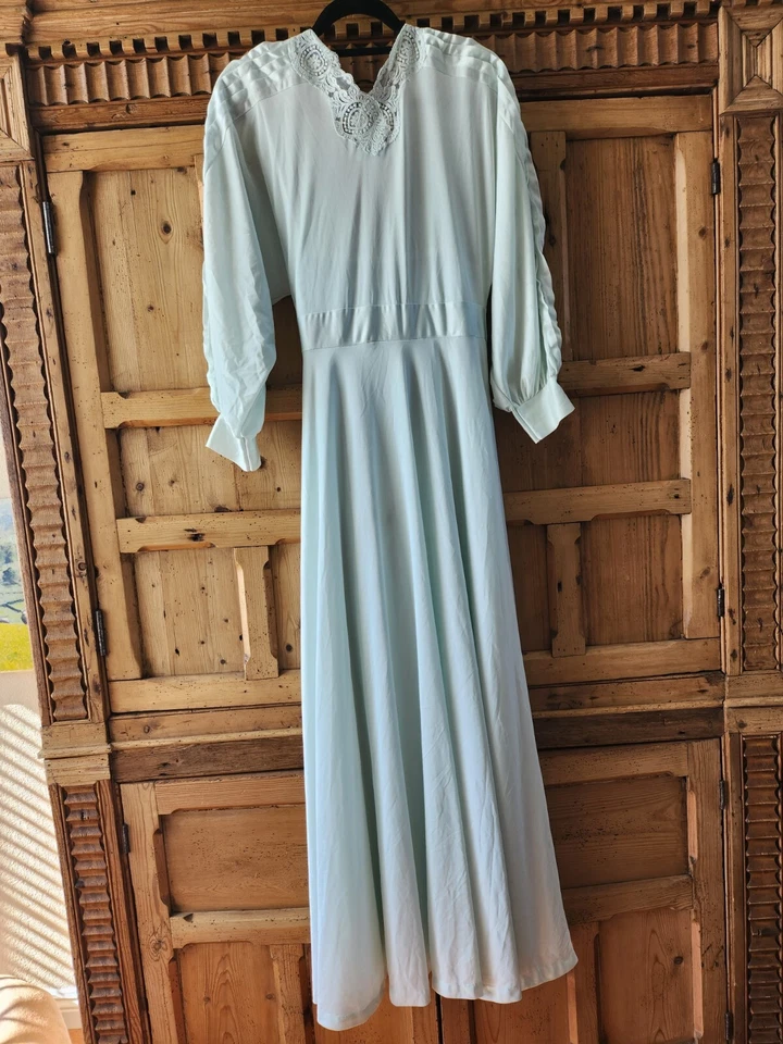 ¡¡NUEVO!! Conjunto de camisón Peignoir de encaje vintage 🔥 Lily of France años 60 azul claro M Foto 3 de 4