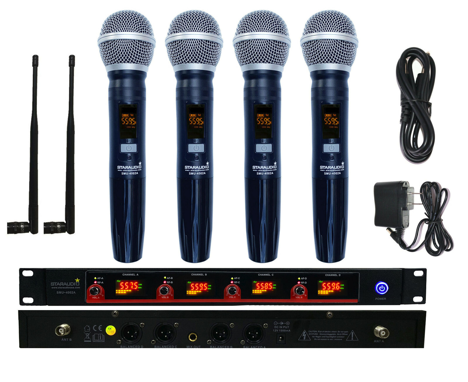 STARAUDIO 4CH IR Church UHF Mic Set 4 Channel Wireless Handheld Stage Microphone STARAUDIO 4CH IR Church UHF Mic Set 4 Channel Wireless Handheld Stage Microphone