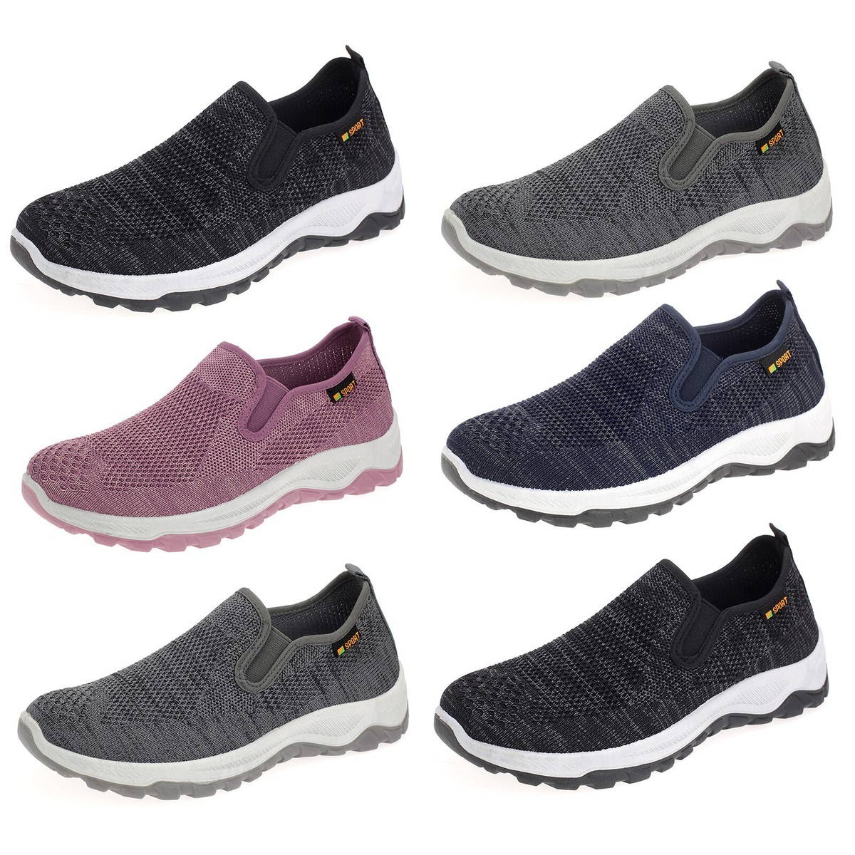 Damen Herren Slipper Sneaker Freizeit Schlupfschuhe Stoffschuhe