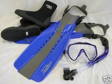 Adult Scuba Diving Silicone Goggle Mask Dry Snorkel Dive Boots Fins Flippers Set