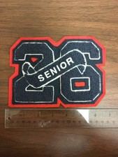 26 Class Of Graduation Year date Patch Orange Bottom Felt With Navy Chenille
