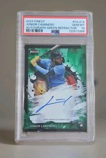 2024 Topps Finest Junior Caminero Green Refractor Auto /75 RC #FA-JCA PSA 10