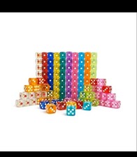 100 Pcs Translucent Colored Game Dice Set 14mm Bulk w/ Pouch Board Games Math