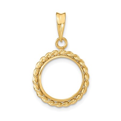 2 Peso Mexican Peso Coin Bezel 13mm Rope Prong 14k Yellow Gold